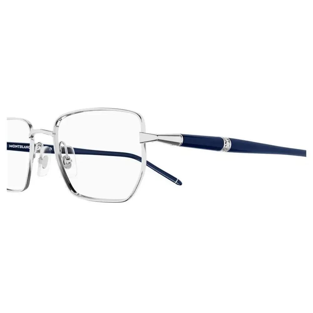Mont Blanc MB0347O Eyeglasses Silver Blue Metal Rectangle